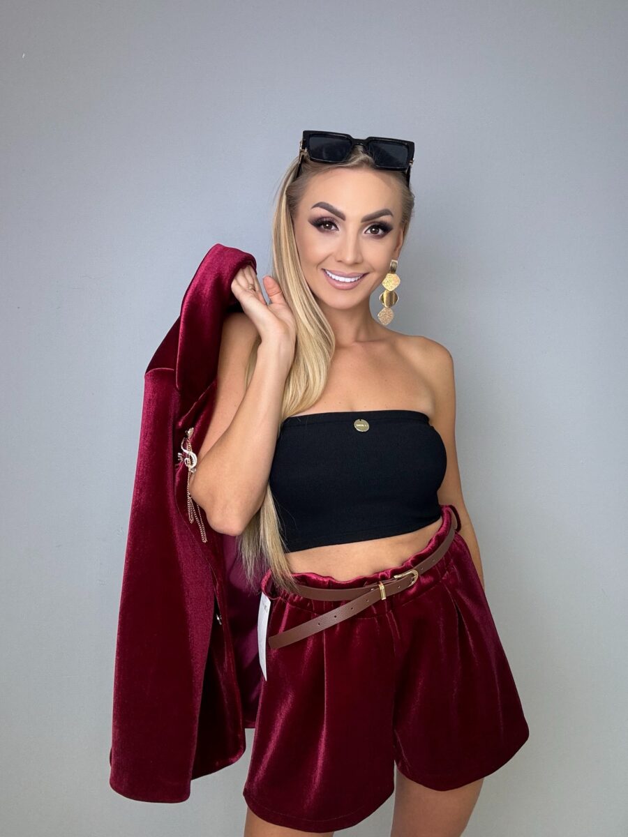 Komplet welurowy bordo PREMIUM - obrazek 2