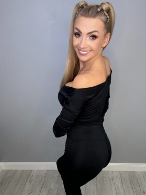 Czarny modelujący kombinezon z różą La Diva - obrazek 6