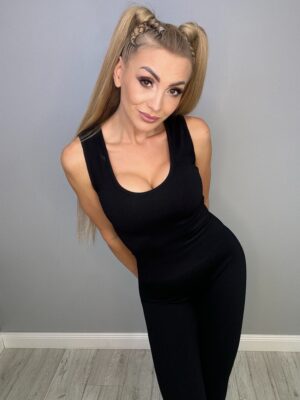 Kombinezon Czarny w Prążek – modelujący | piękny dekolt | bez rękawów | XS–L - obrazek 2