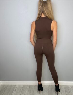 Kombinezon Czekoladowy w Prążek – modelujący | zamek z przodu | XS–L - obrazek 6