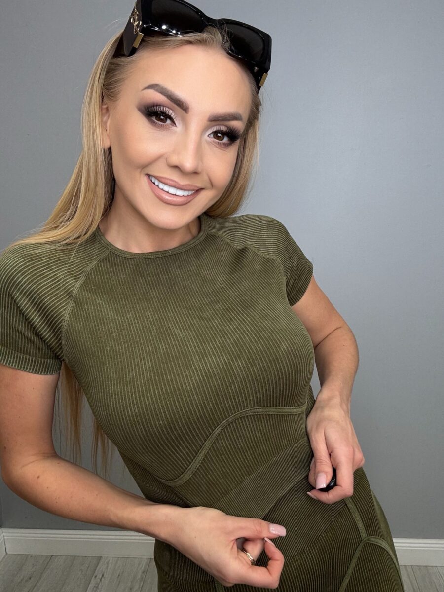 Komplet Premium Khaki – dekatyzowany prążek | modelujący | XS–L - obrazek 2