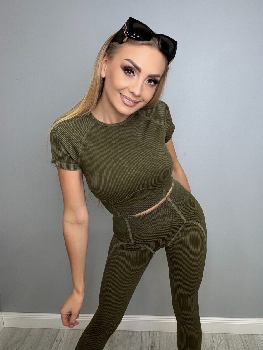 Komplet Premium Khaki – dekatyzowany prążek | modelujący | XS–L - obrazek 1