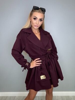 Komplet WONDER bordo – żakiet + spódniczka Vasari - obrazek 3