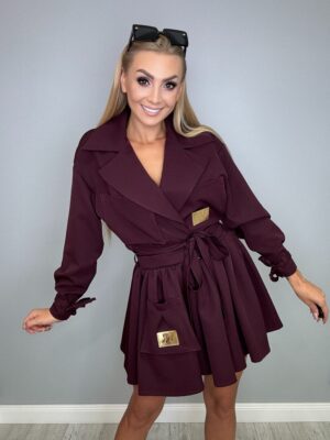 Komplet WONDER bordo – żakiet + spódniczka Vasari