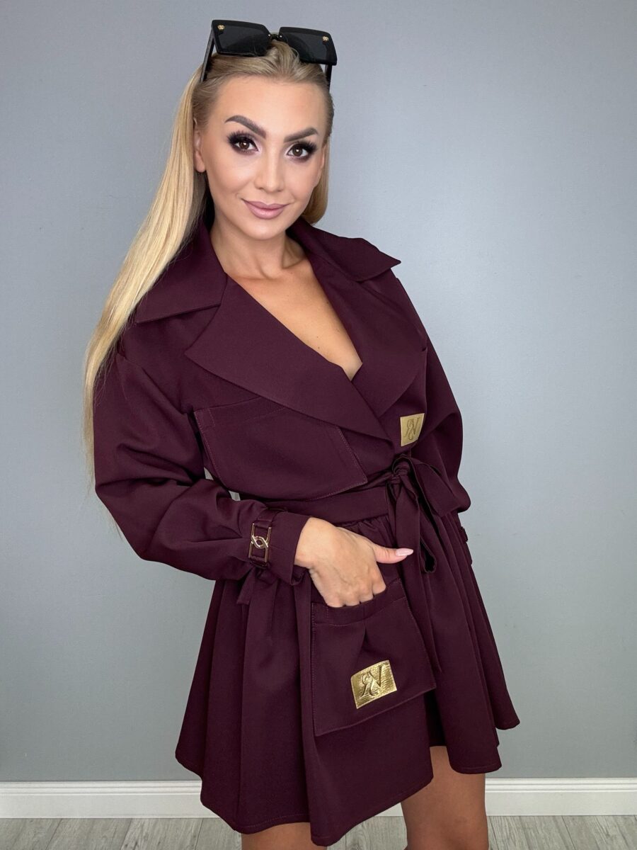Komplet WONDER bordo – żakiet + spódniczka Vasari - obrazek 2