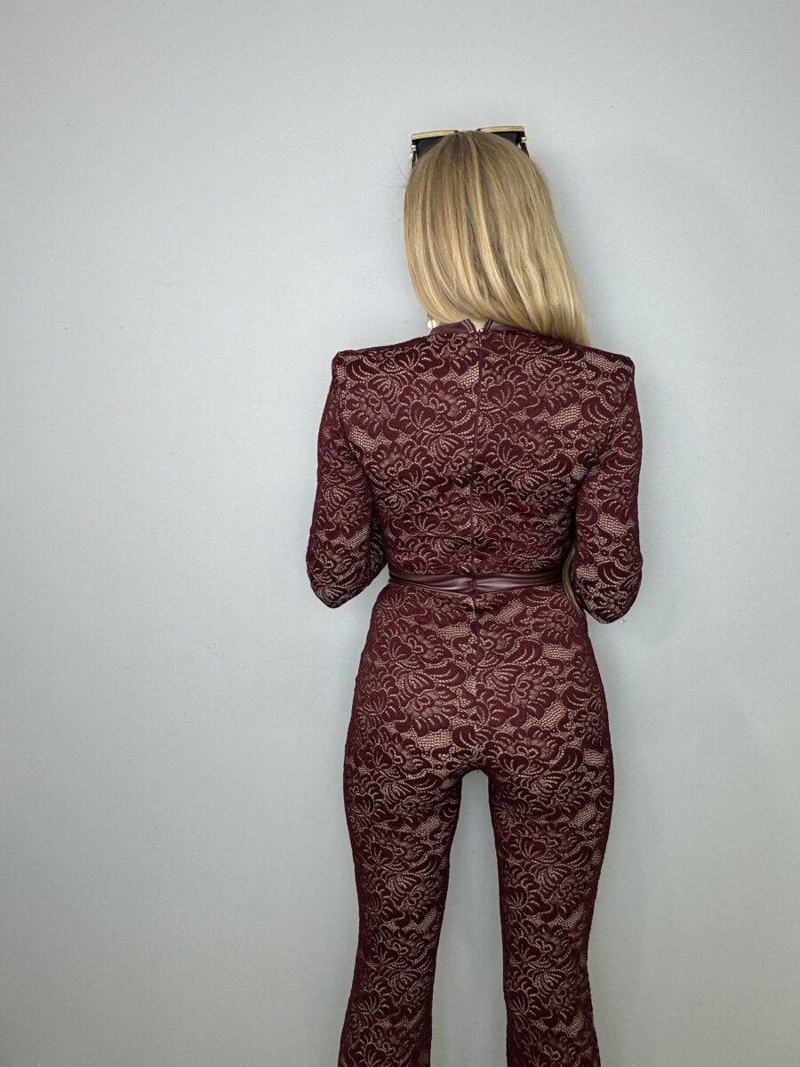 Koronkowy kombinezon bordow La Monne - obrazek 6